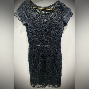 Ambiance Black Lace Floral Crochet Dress Sz M